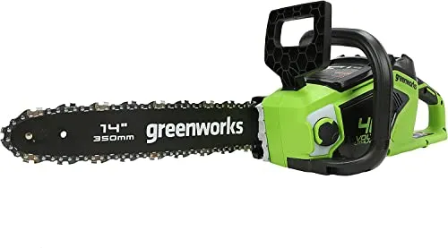 Greenworks GD40CS15 Akku Kettensäge - Sägen, bürstenloser Motor für starke Leistung, 14-Zoll Blattlänge mit automatischer Kettenschmierung und Rückschlagschutz für sicheres Arbeiten.