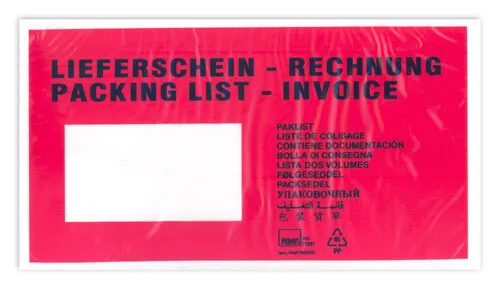 Dokumententaschen DIN lang - 1000 Stück Lieferscheintaschen - Praktische Dokumententaschen im DIN lang Format, ideal für Lieferscheine und Rechnungen. Robuste Qualität für einen sicheren Versand Ihrer Unterlagen.