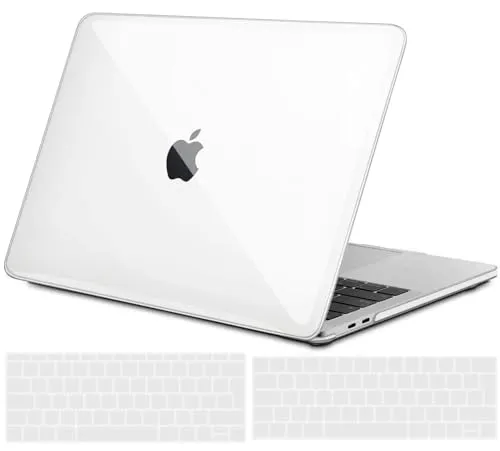 TECOOL Hülle Kompatibel mit MacBook Pro 13 Zoll 2016-2022 (M2 M1 A2338/A2289/A2251/A2159/A1989/A1706/A1708), Ultradünne Schutzhülle Hartschale Case mit Tastaturschutz (EU), Kristall Transparent