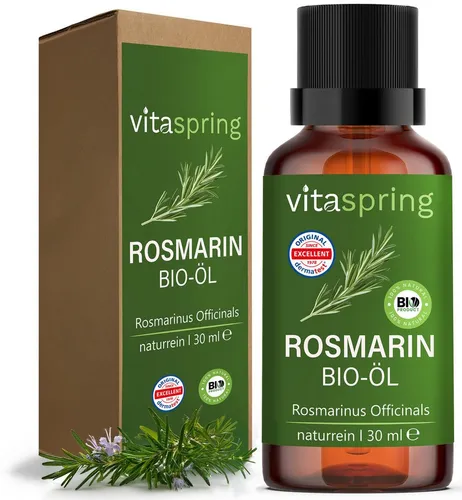 vitaspring Haaröl Rosmarinöl Apothekenqualität für Haare 100% Bio naturrein Rosmarinöl, 100% reines und ätherisches Öl