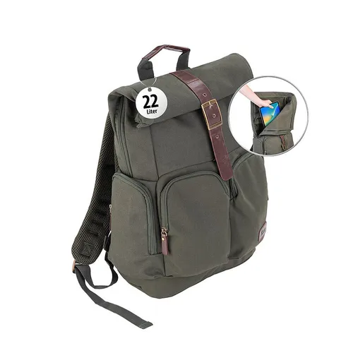 Xcase Rolltop-Business-Rucksack mit großem Eck-Reißverschluss, 22 l, grün