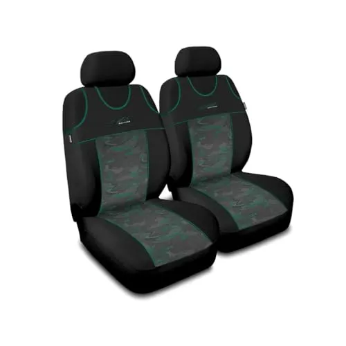 Saferide 2er Set Autositzbezüge PKW universal | Auto Sitzbezüge Polyester Grün für Airbag geeignet | für Vordersitze | 1+1 Autositze vorne