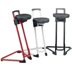 LOTZ Lagertechnik Stehhilfe Lichtgrau - Schwenkbar & Höhenverstellbar - Bürostuhl mit schwenkbarer Sitzfläche, höhenverstellbar von 600-850mm und aus pflegeleichtem Integralschaum. Ideal für ergonomisches Arbeiten.