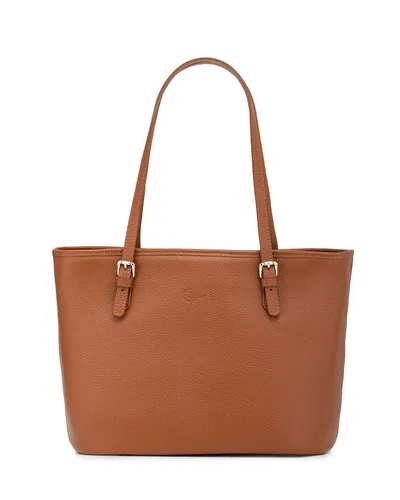 Caspar Schultertasche Leder Tote Bag Damen Shopper Tasche - PREMIUM LINE - Modell No.867, elegant, robust & unempfindlich - 100% Echtleder - Handmade in Italy