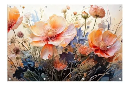 artissimo XXL Garten-Poster 120x80cm PE6746-GP - Wetterfestes Outdoor-Poster für Garten und Terrasse im XXL Format 120×80 cm. Farbenfrohes Blumenmotiv bringt lebendige Akzente in Ihren Außenbereich. Mit stabilen Metallösen für einfache Anbringung als Wandbild oder Sichtschutz.