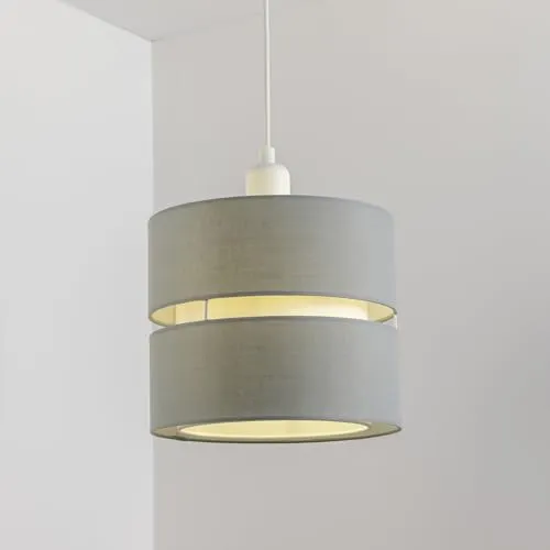 CGC Lighting Deckenleuchte 26 cm, 2 Ebenen, Grau - Moderne Deckenleuchte für Schlafzimmer und Wohnzimmer, mit luxuriösem Stoff und einfacher Installation für sofortigen Glanz.