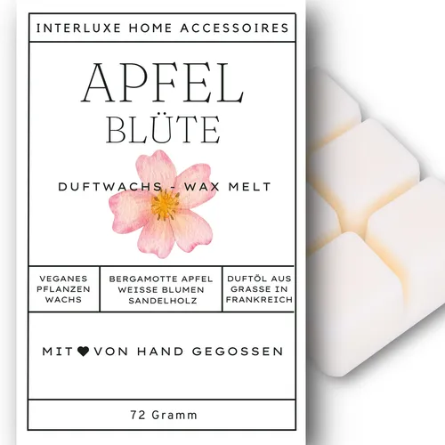Interluxe Duftwachs - Apfelblüte Duftwachswürfel Raumduft Melt Waxmelt Duftend