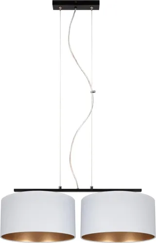 Moderne Hängelampe in Schwarz Weiß Gold – 70 cm Pendelleuchte E27 - Stylische Pendelleuchte für Wohnzimmer und mehr, mit blendarmem Stoffschirm und modernem Design – ideal für stimmungsvolle Beleuchtung.