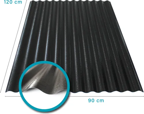 KAISER plastic® Wellplatte | PC - Polycarbonat | C-Struktur und schwarz | 0,8mm Stärke | Sinus 76/18 | 90 x 120 cm | 5 Stück SET | Germany