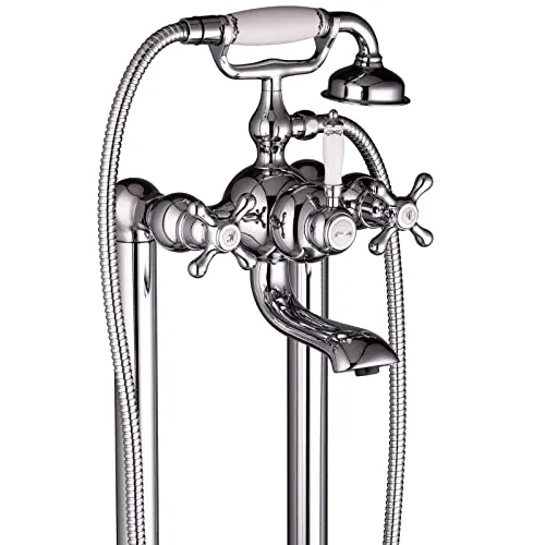 PaulGurkes Standarmatur PGRSTAND - Wannenarmatur aus massivem Messing mit edler Verchromung und hochwertigem Keramikventil. Nostalgischer Zweigriffmischer mit langlebigem Luftsprudler für optimales Wassererlebnis.