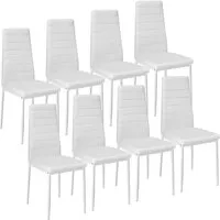tectake Esszimmerstuhl 8er Set - Gepolsterte Kunstlederstühle - Elegantes 8er Set Esszimmerstühle aus Kunstleder, leicht, bequem und pflegeleicht. Ideal für Esszimmer, Küchen oder Wartezimmer. Hoher Sitzkomfort und schont den Fußboden dank Kunststoffkappen.