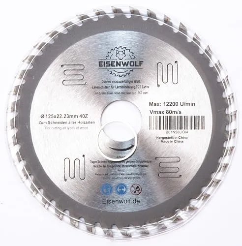Hochwertiges Sägeblatt 125 mm x 22,2mm für Holz, 40 Zähne