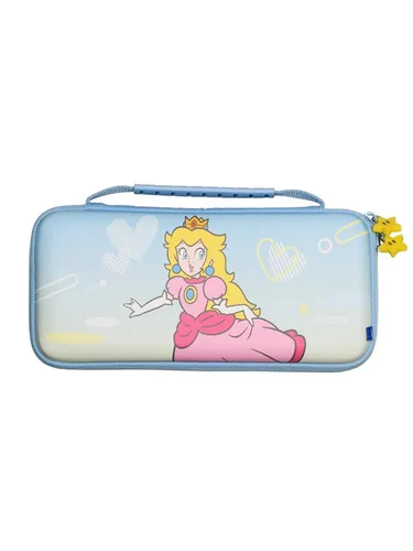 HORI Nintendo Switch Slim Tough Pouch (City Pop Peach) Tragetasche - Zubehörsets für Nintendo Switch – Robuste Tragetasche mit einzigartigem Prinzessin Peach Design und Platz für bis zu 10 Spiele, ideal für Gamer unterwegs.