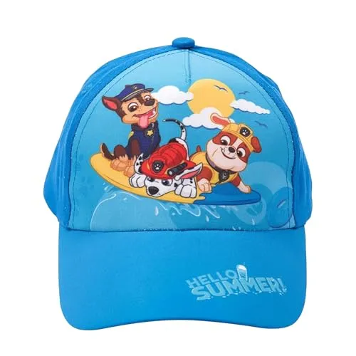 United Labels Paw Patrol Cap für Kinder, Hello Summer Chase Marshall Rubble, Blau, Basecap verstellbar, Kappe für Jungen und Mädchen