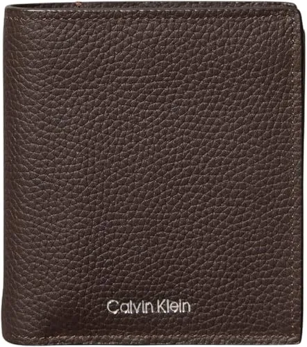 CALVIN KLEIN Foil Emboss Slim Trifold Geldbörse - Hochwertiges Herren Portemonnaie aus Leder, klassisch und unifarben, mit 4 Kartenfächern und Druckknopf-Münzfach für optimale Ordnung.