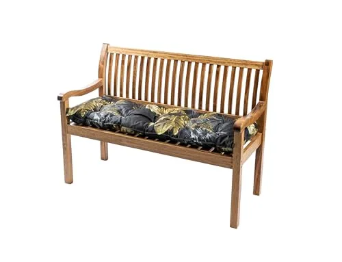 TexDeko® Garden Gartenbank-Auflage 140 x 50 x 8cm wasserabweisend UV - beständig mit Oeko-TEX Zertifikat gesteppt Bankpolster Bankkissen Polsterauflage Sitzpolster Bankauflage Sitzkissen (Blume)