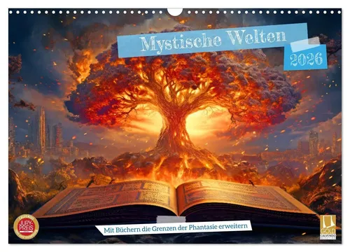Mystische Welten - Wandkalender 2026 von Calvendo - Entdecken Sie magische Reisen in Büchern mit dem DIN A3 quer Kalender. Ideal für Fantasieliebhaber und eine inspirierende Ergänzung für Ihr Zuhause.