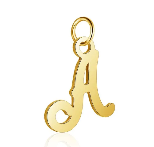 BUNGSA Kristallanhänger Anhänger Buchstaben Gold aus Edelstahl Unisex (1-tlg), Pendant Halsketten