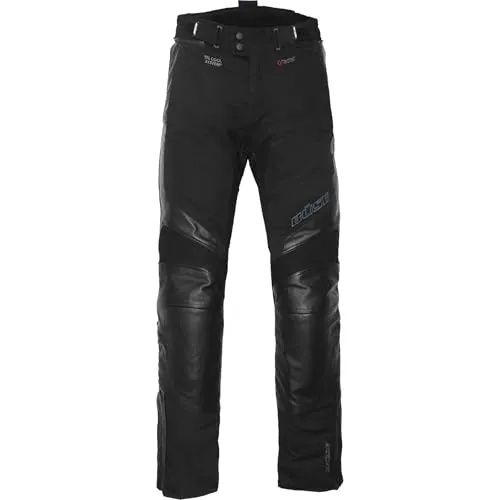 Büse Novaro Textil- und Lederhose Schwarz 50 - Motorradhose mit herausragender Wasser-, winddichter und atmungsaktiver Humax® Klimamembran. Ideal für sicheres Fahren mit YF®-Level 2-Protektoren und hochwertigem Rindleder.