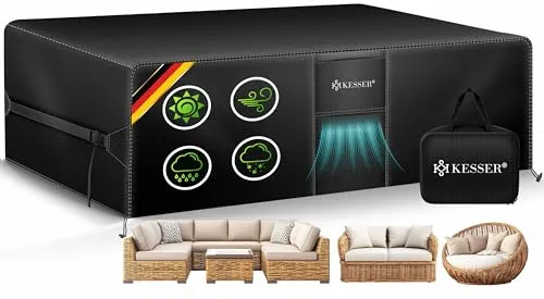 KESSER Gartenmöbel-Schutzhülle, UV- & Regenschutz für Terrassenmöbel - Sitzgruppen-Schutzhüllen, schützt Ihre Möbel vor UV-Strahlen und Regen, ideal für langlebige Gartenmöbelpflege.