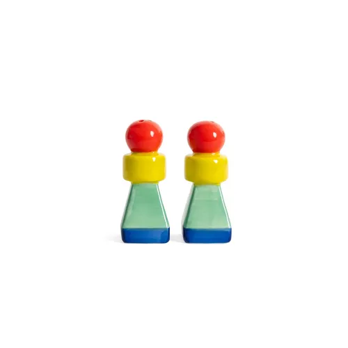 Geometrik Salz- und Pfefferstreuer von Helio Ferretti - Modernes Set aus zwei quadratischen Keramikstreuern, ideal für alle Anlässe. Kompakt und stilvoll, perfekt für eine ansprechende Tischdekoration.