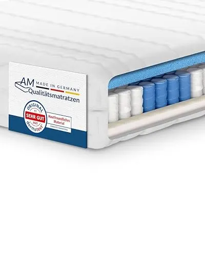 AM Qualitätsmatratzen Orthopädische 7-Zonen Taschenfederkernmatratze 90x200 cm - H4 Matratze, ergonomische Unterstützung für erholsame Nächte und Made in Germany