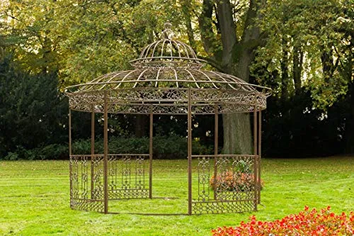 CLP Luxus Pavillon ROMANTIK V2 – Stilvoller Gartenpavillon aus Eisen - Gartenlauben mit elegantem Design, ideal für Kletterpflanzen. Robustes Eisengestell sorgt für Stabilität und macht Ihren Garten zum Wohlfühlort.