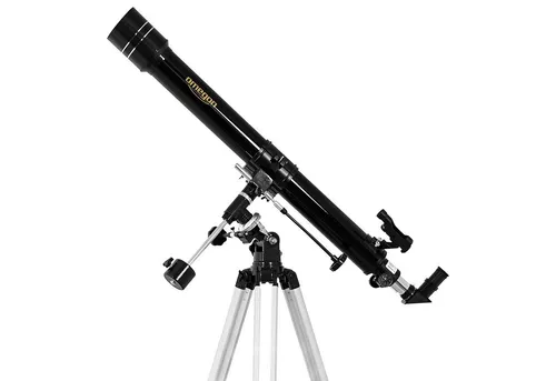 Omegon Teleskop AC 70/900 EQ-1 - Einsteiger-Teleskop mit 70mm Öffnung für brillante Himmelsbeobachtungen. Ideal für Mond und Planeten, einfach aufzubauen und leicht zu transportieren.