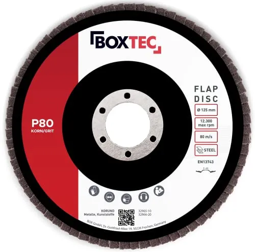 BOXTEC Fächerscheiben BRAUN 125mm Lamellenscheiben Schleifscheiben für Metall & Holz