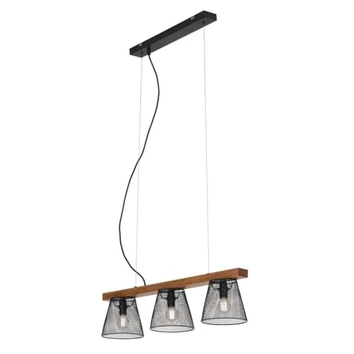 BRILONER 3-flammige Pendelleuchte - Retro/vintage Pendellampe mit höhenverstellbaren Gitteroptik-Schirmen, ideal für Ess- oder Wohnzimmer, max. 25 Watt, edles Design und optimale Ausleuchtung.