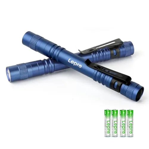 Lepro Taschenlampe (2 Stück), Mini LED Stiftlampe mit 3 Modi, Blau | IPX4 Stiftlampe, Handheld Taschenlampe Klein Inklusive 2 AAA-Batterien, perfekt für Inspektion, Arbeit, Reparatur