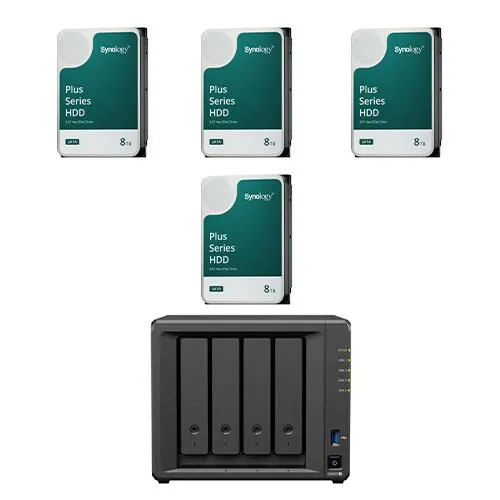 Synology DiskStation DS425+ NAS-Server mit 32 TB und 4x 8 TB Festplatten - Leistungsstarker NAS-Server mit 4 Einschüben, ideal für Datenspeicherung und -verwaltung, ausgestattet mit 4x 8 TB Festplatten für hohe Kapazität.