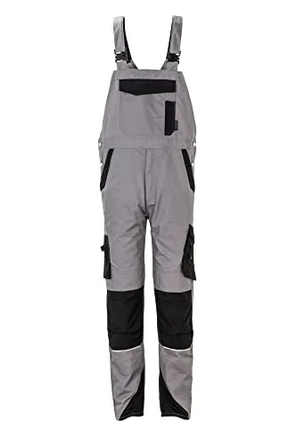 Planam Norit Herren Latzhose zink/schwarz Gr. 29 - Hosen für Herren, strapazierfähig und praktisch mit vielen Taschen für optimale Funktionalität bei der Arbeit.