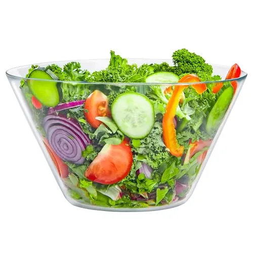 KONZEPT Salatschüssel aus bleifreiem Glas – 3180 ml, Ø 25 cm, transparent, robust und stapelbar, ideal für Salate