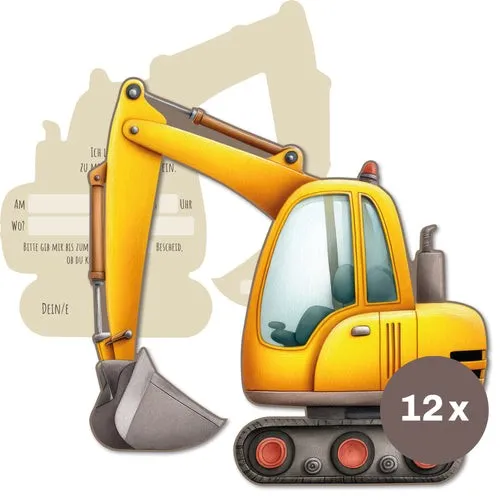Einladungskarten Kindergeburtstag Bagger – Jungen Geburtstag Baustelle 12