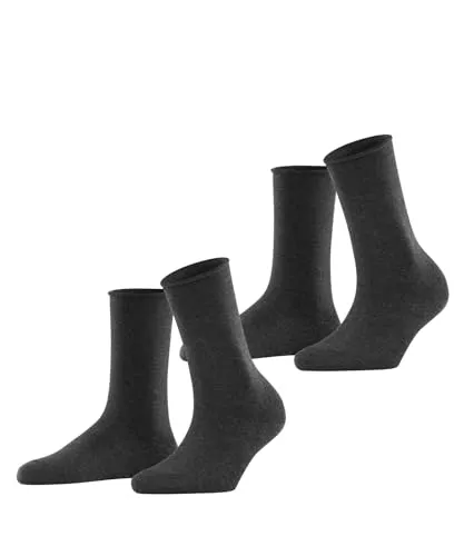 ESPRIT Damen Socken Basic Pure Multipack W So Baumwolle einfarbig 2 Paar, Grau Anthracite Melange 3080, 39-42