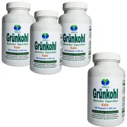 Grünkohl Kale 720 Kapseln - Nahrungsergänzungsmittel mit basischem Grünkohl in Rohkostqualität, reich an Vitaminen und Mineralien, ohne Zusatzstoffe, ideal für eine gesunde Ernährung.