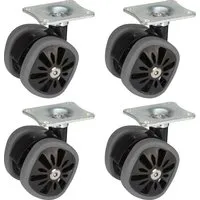 Design-Doppelrolle mit eckigem Rad Grau – 4er-Set - Universell einsetzbare Design-Doppelrolle mit eckigem Rad, 58 mm Durchmesser. Robustes Gehäuse aus verzinktem Stahl und langlebiger Kunststoffrolle. Ideal für vielseitige Anwendungen mit einer Tragfähigkeit von bis zu 70 kg pro Rolle.
