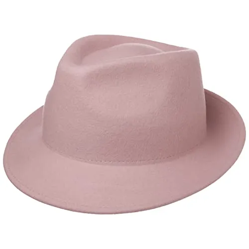 Lipodo Trilby Hut aus Wollfilz Herrenhut Made in Italy Herbst Winter rosa L (58-59 cm)