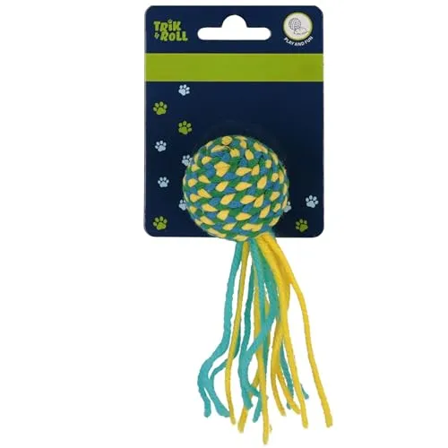 sarcia.eu Ball mit Fransen für Katzen, Rassel für Kätzchen, weicher Ball 4 cm (A)