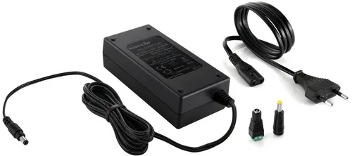 Poppstar AC DC Netzteil 12V 6A 72W - Universal-Netzteil für Geräte bis 6A, inkl. 2,5m Kabel und vielseitigen Adaptern, ideal für LED-Stripes, NAS-Systeme und mehr.
