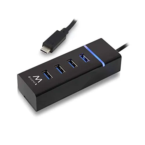 USB 3.1 HUB 4PRT TYPE C - 4-Port USB-C Hub, Plug & Play mit 5 Gbps Übertragungsgeschwindigkeit und LED-Anzeige, ideal für MacBook und mehr