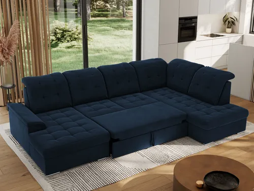MKS MEBLE Ecksofa Wohnlandschaft U-Form mit Schlaffunktion in blau von MKS Meble