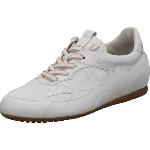 Gabor Damen Sneaker aus Glattleder in Weiß - Retro Look mit Wechselfußbett, Gr. 38,5 - Bequeme Sneaker für Damen mit 1,5 cm Absatzhöhe, ideal für den täglichen Gebrauch. Hochwertiges Obermaterial aus Leder und praktisches Wechselfußbett für optimalen Tragekomfort.