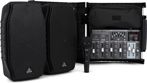 Behringer PPA200 - Tragbares 200-Watt PA-System - Multimedia Audio Tonstudio Monitor Lautsprecher, kompaktes PA-System im Aktenkoffer-Format mit 24-bit Stereo Effektprozessor und 100 Presets für kreative Klanggestaltung.