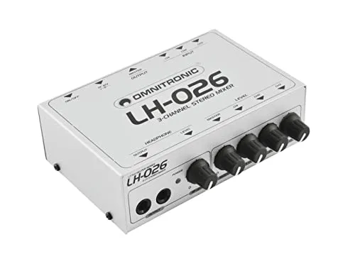 Omnitronic LH-026 Mini-Mixer - 3-Kanal-Stereo-Mixer, kompakt und ideal für mobile DJs oder kleine Veranstaltungen