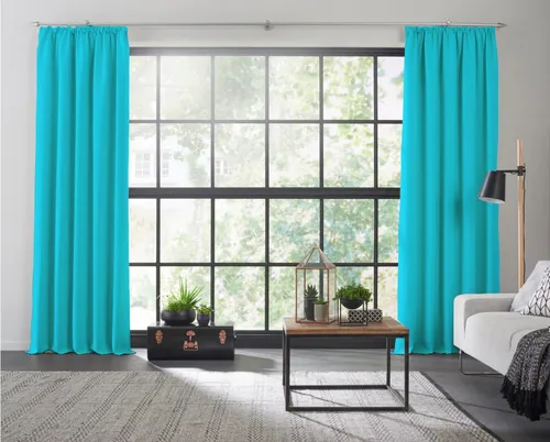 WIRTH Dim out Vorhang, blau (türkis), B:142cm H:195cm in türkis von Wirth