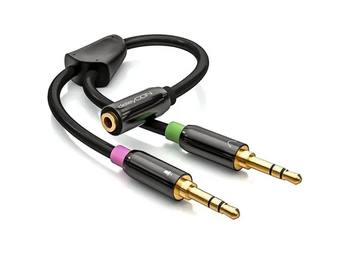 deleyCON deleyCON Headset Laptop Adapter 1x3,5mm Klinke Buchse auf 2x3,5mm Audio-Kabel