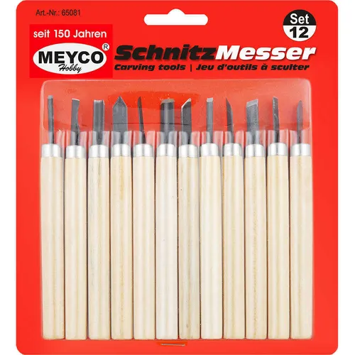 Schnitzwerkzeug / Schnitzmesser-Set 12 teilig von Meyco Hobby (65081)