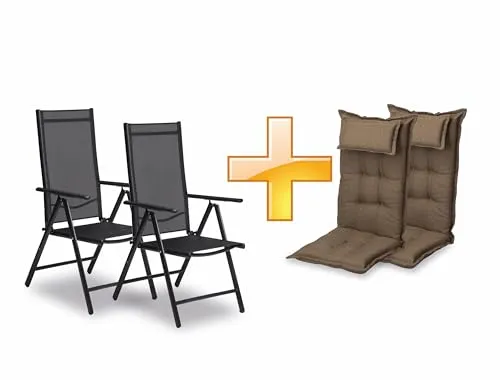 sunnypillow 2er Set Hochlehner Gartenstühle mit Auflagen von sunnypillow